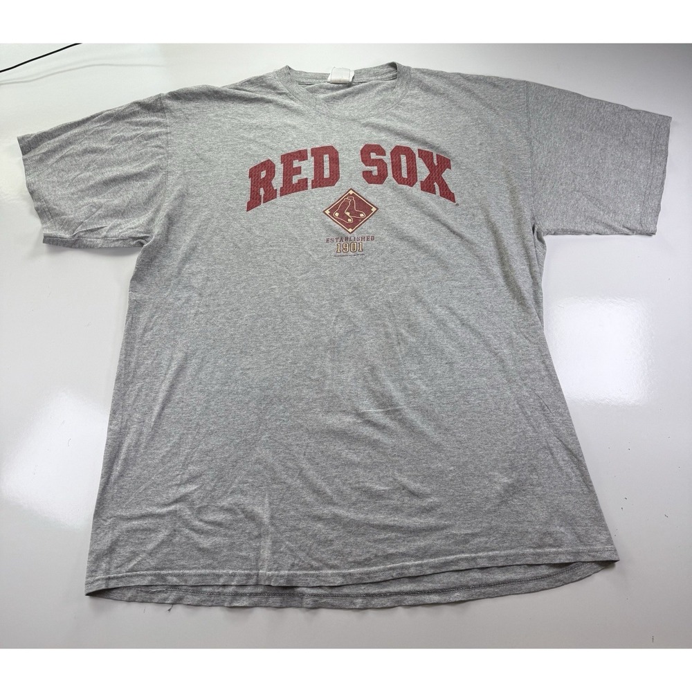 VINTAGE Boston Red Sox Shirt XL MLB baseball Tee Gray Short Sleeve Faded SizeTag